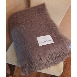 Yves Delorme Paris 100% Mohair King Blanket Nutmeg Brown Heavyweight 180x240cm